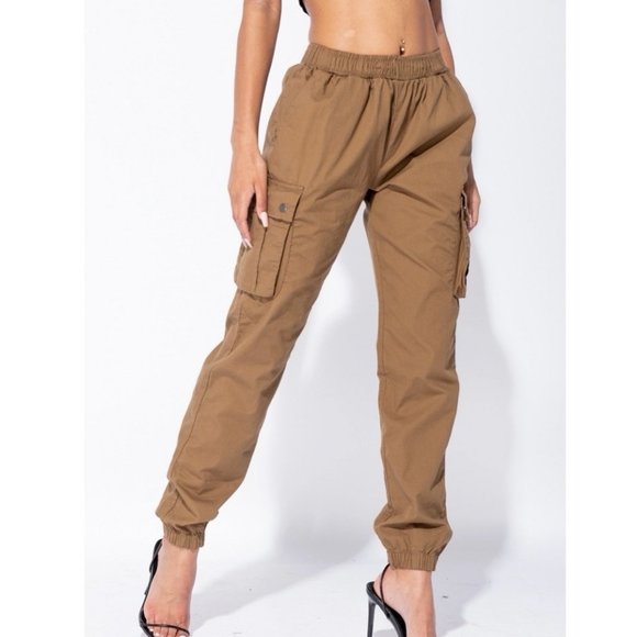 High Waist Loose Fit Cargo Utility Joggers Jogger Pants - Picture 3 of 7
